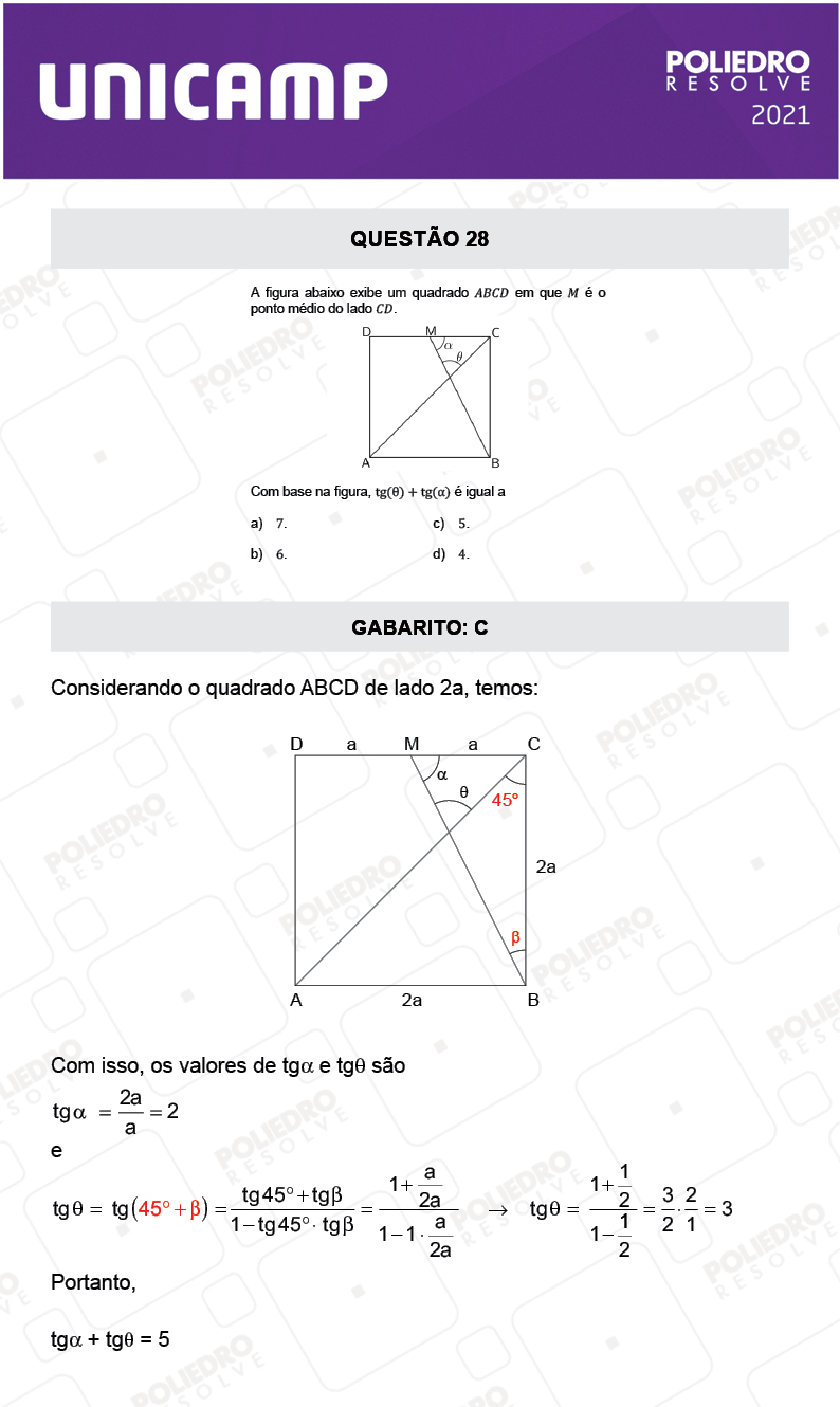 Questão 28 - 1ª Fase - 1º Dia - E e G - UNICAMP 2021