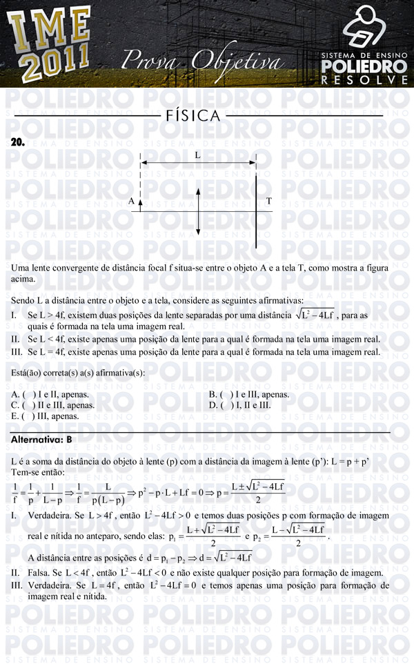 Questão 20 - Objetiva - IME 2011