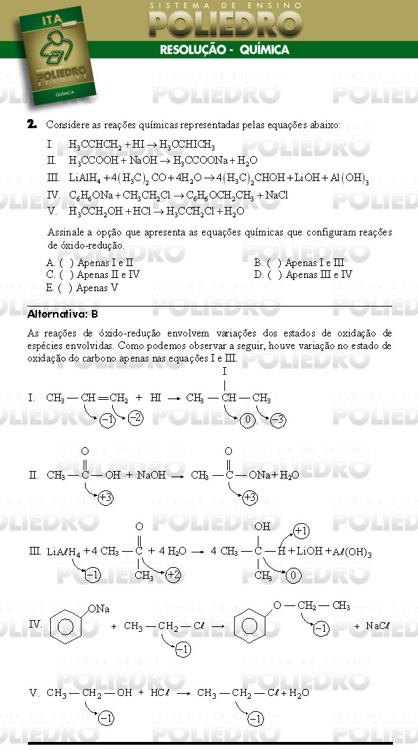 Questão 2 - Química - ITA 2008