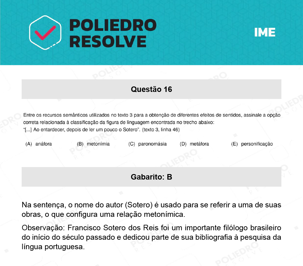 Questão 16 - 2ª Fase - Português/Inglês - IME 2022