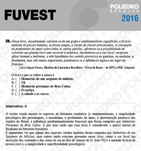 Questão 58 - 1ª Fase - FUVEST 2016