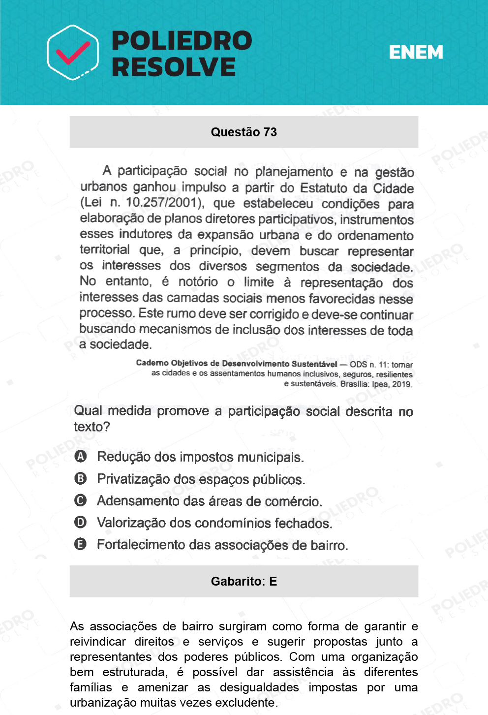 Questão 73 - 1º Dia - Prova Amarela - ENEM 2021