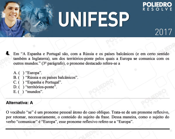 Questão 4 - 1º dia - UNIFESP 2017