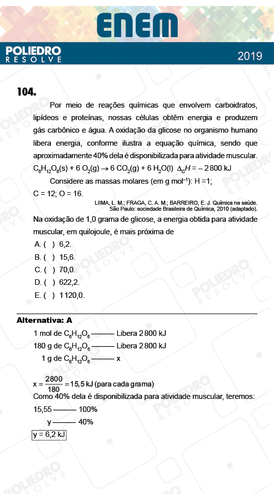 Questão 104 - 2º Dia - Prova ROSA - ENEM 2018