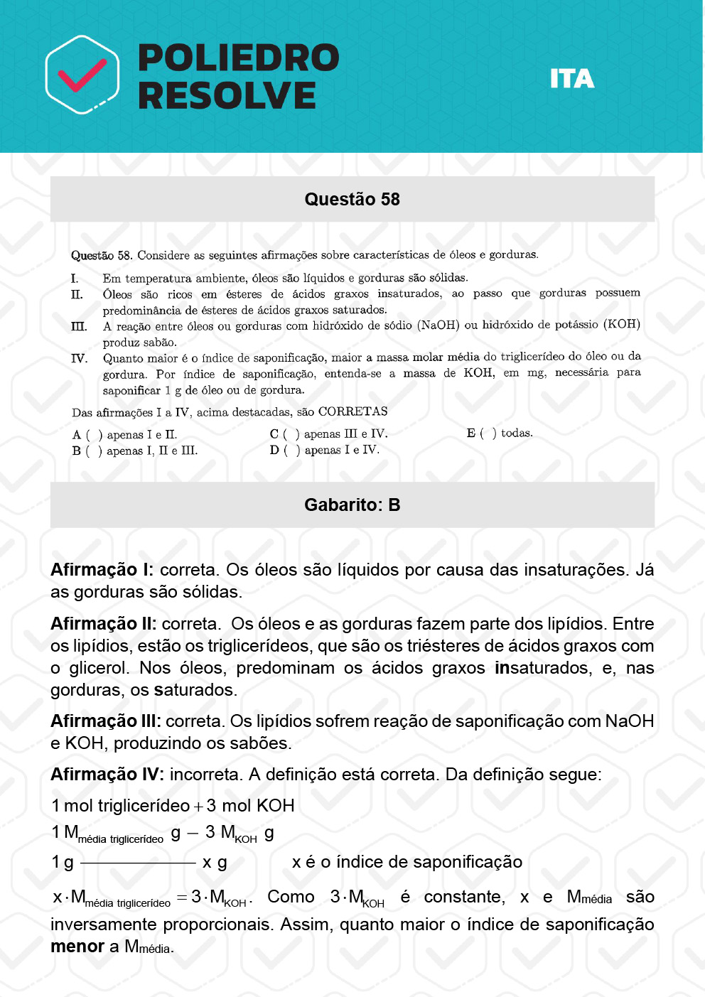 Questão 58 - 1ª Fase - ITA 2023