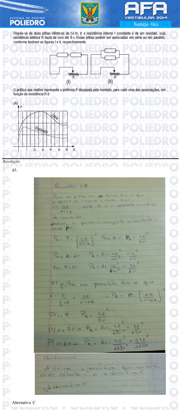 Questão 45 - Prova Modelo B - AFA 2014