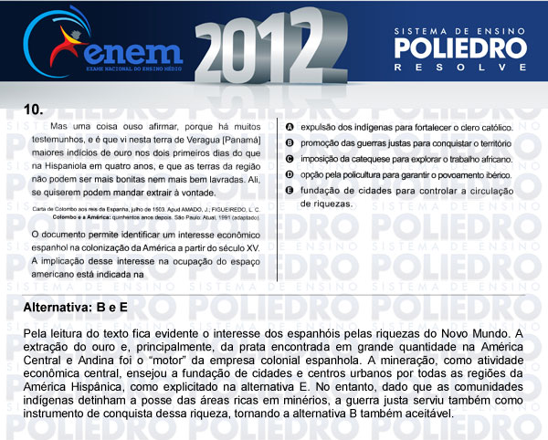 Questão 10 - Sábado (Prova azul) - ENEM 2012