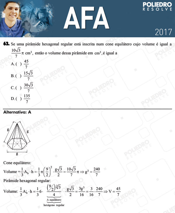 Questão 63 - Prova Modelo B - AFA 2017