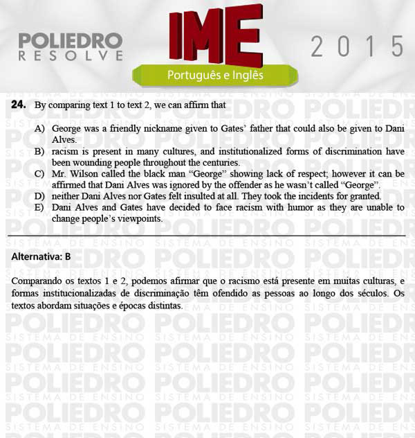 Questão 24 - Português e Inglês - IME 2015