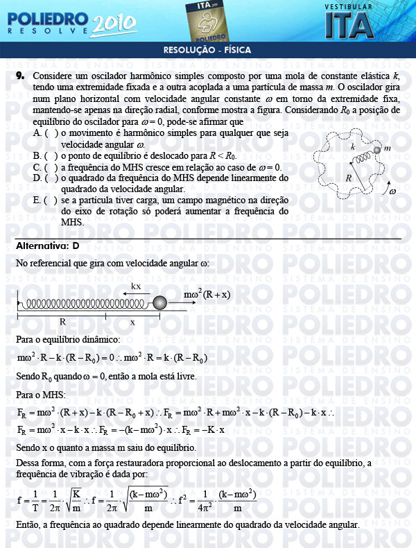 Questão 9 - Física - ITA 2010