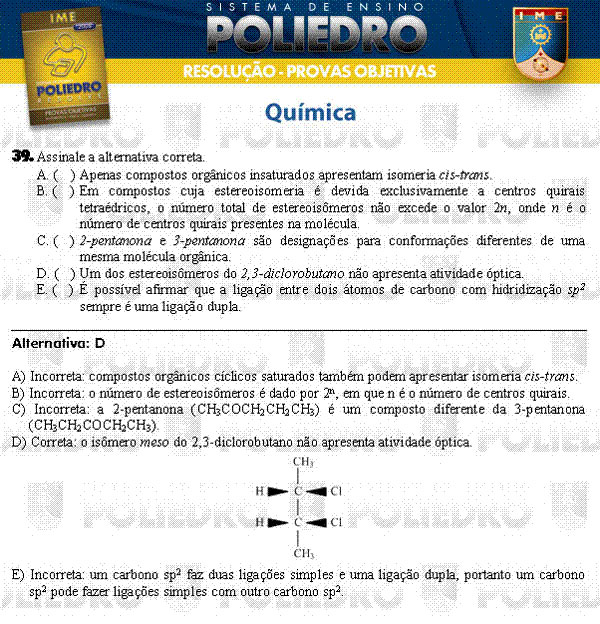 Questão 39 - Objetivas - IME 2008