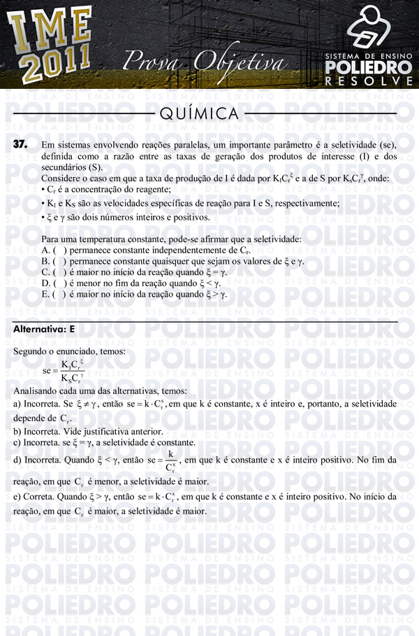 Questão 37 - Objetiva - IME 2011