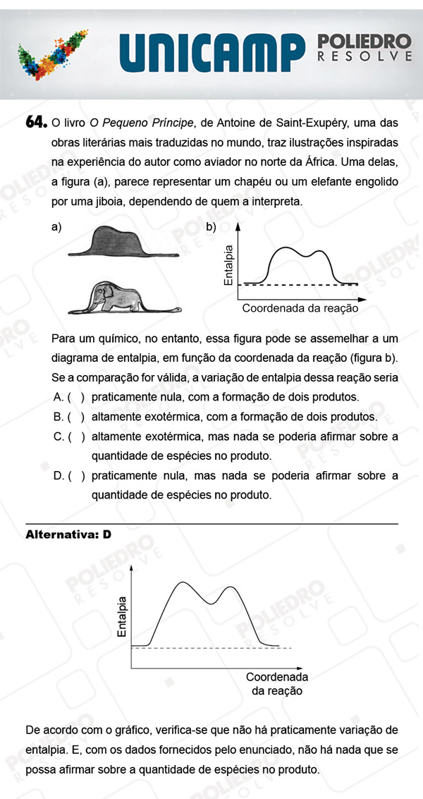 Questão 64 - 1ª Fase - PROVA Q - UNICAMP 2018