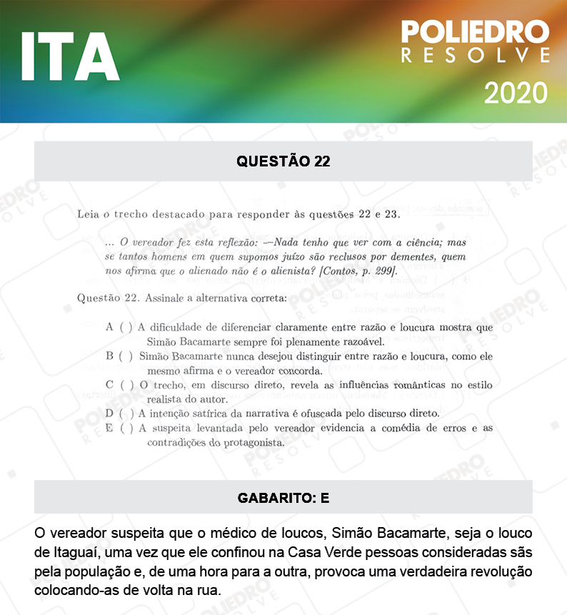 Questão 22 - 1ª Fase - ITA 2020