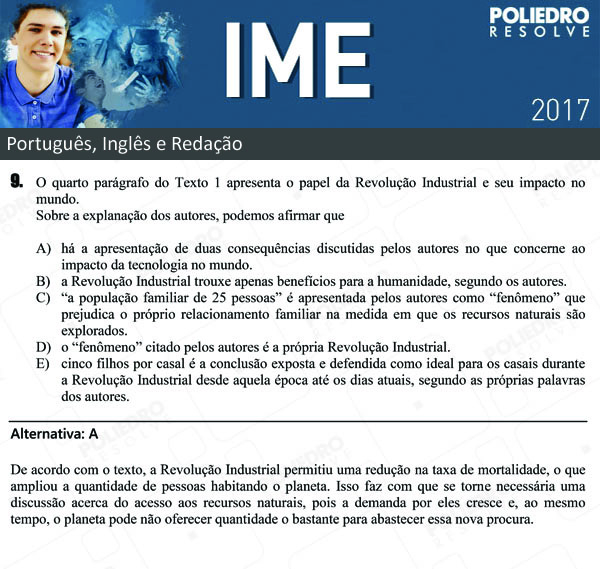 Questão 9 - Português e Inglês - IME 2017