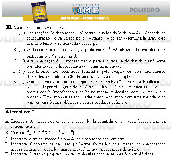 Questão 38 - Objetiva - IME 2009