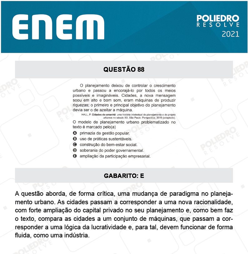 Questão 88 - 1º DIA - Prova Amarela - ENEM 2020