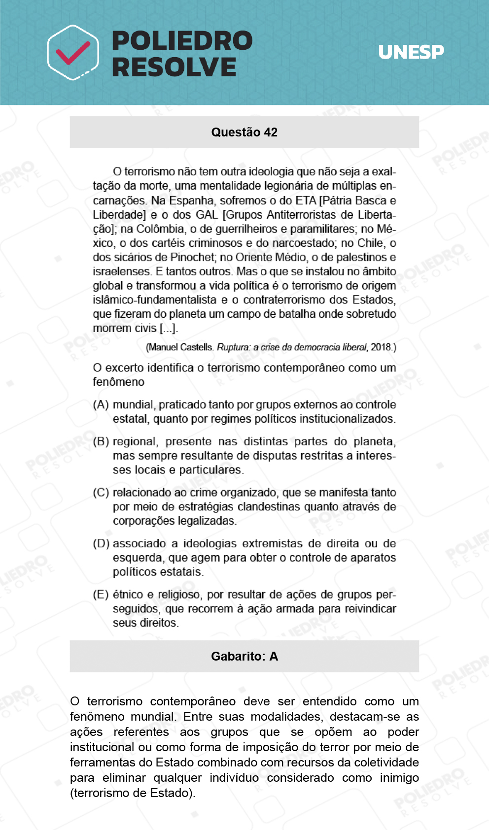 Questão 42 - 1ª Fase - Biológicas - UNESP 2022