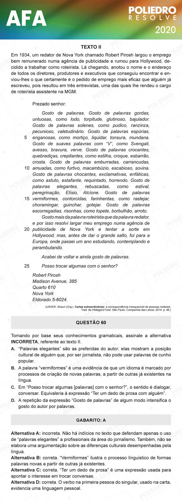 Questão 60 - Prova Modelo C - AFA 2020