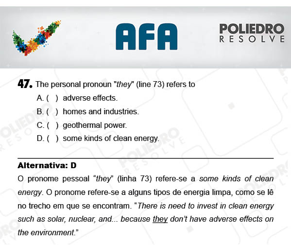 Questão 47 - Prova Modelo A - AFA 2018