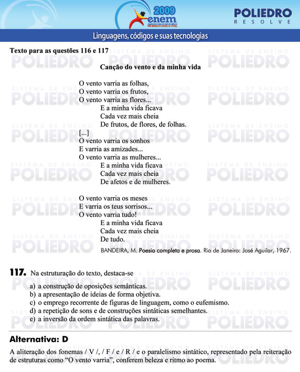 Questão 117 - Prova - ENEM 2009