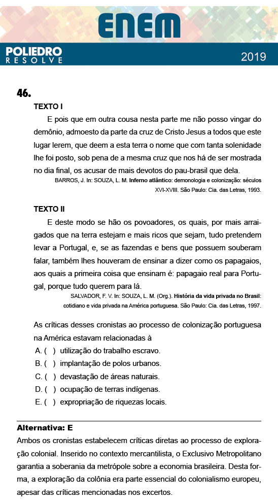 Questão 46 - 1º Dia - Prova BRANCA - ENEM 2018