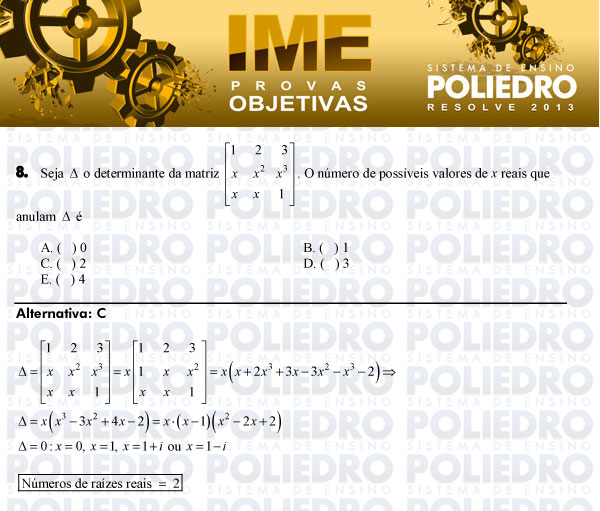 Questão 8 - Objetiva - IME 2013