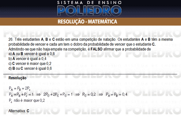 Questão 26 - Inglês e Matemática - AFA 2010