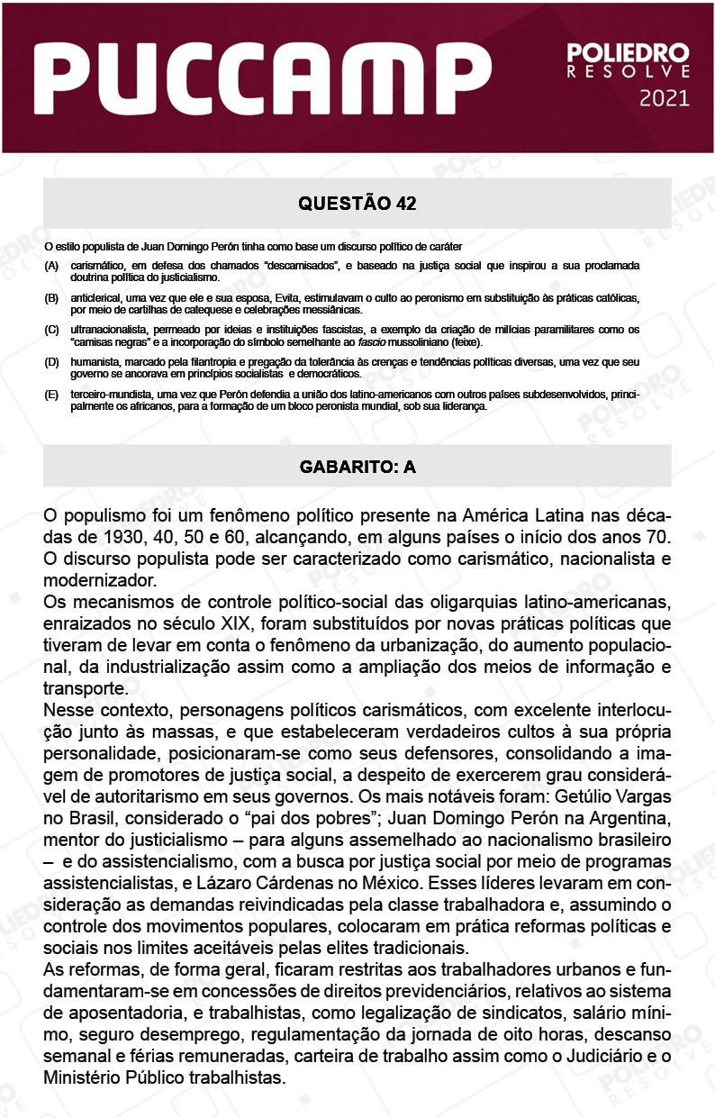 Questão 42 - Direito - PUC-Campinas 2021