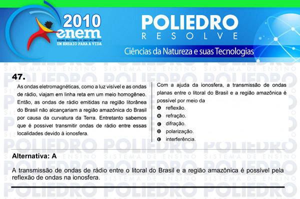 Questão 47 - Sábado (Prova azul) - ENEM 2010