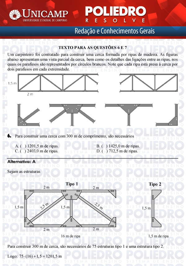 Questão 6 - 1ª Fase - UNICAMP 2012