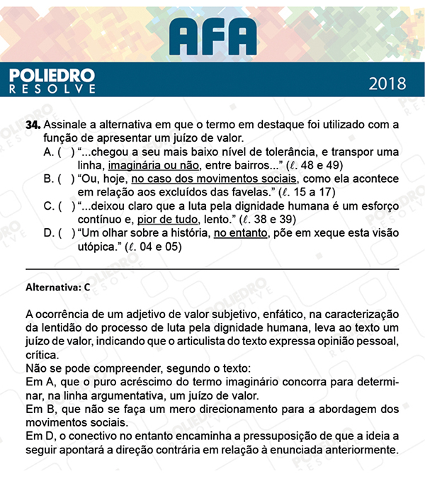 Questão 34 - Prova Modelo B - AFA 2019