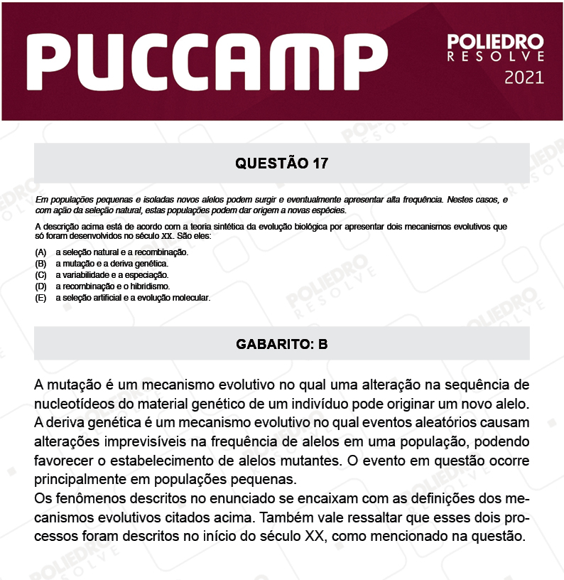 Questão 17 - Demais Cursos - PUC-Campinas 2021