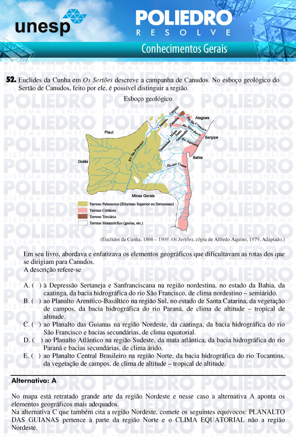 Questão 52 - 1ª Fase - UNESP 2011