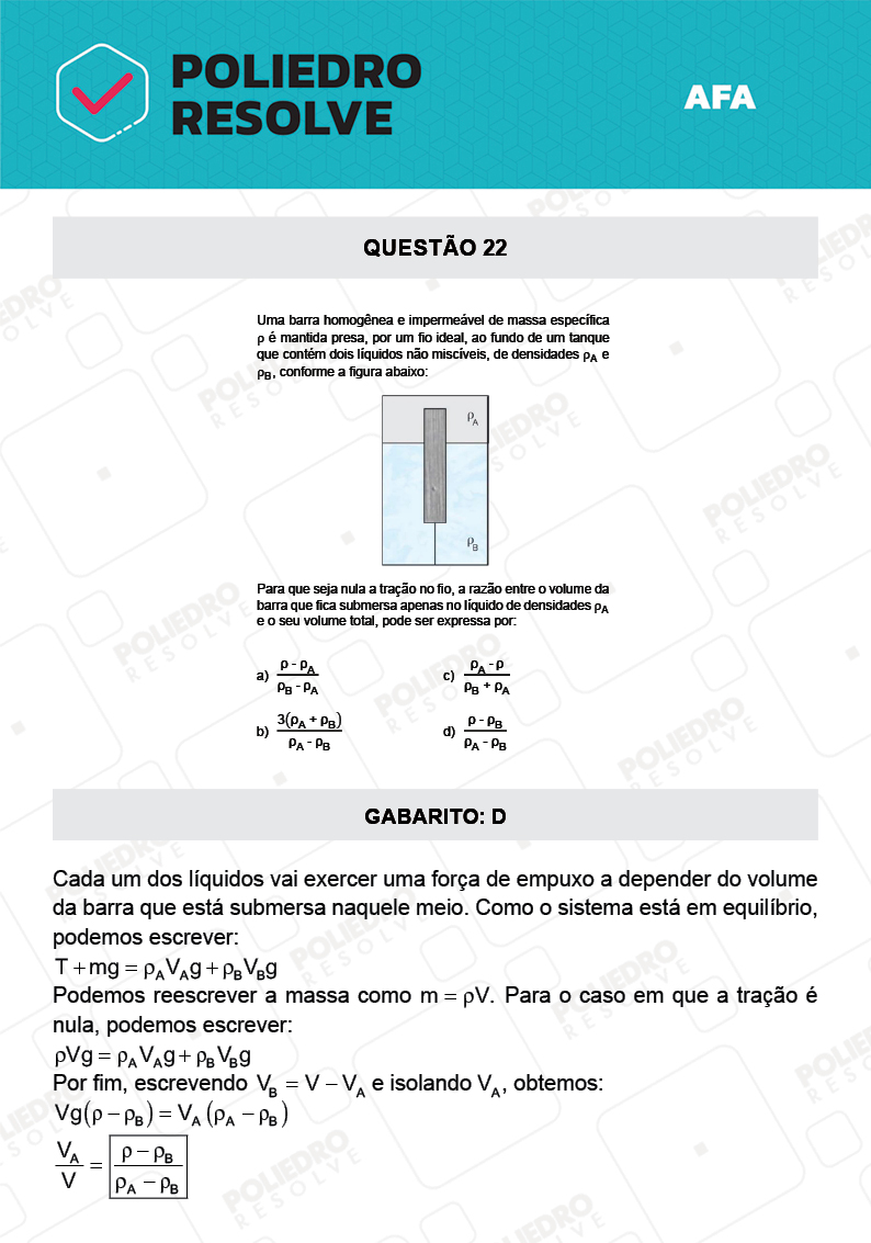 Questão 22 - Prova Modelo A - AFA 2022