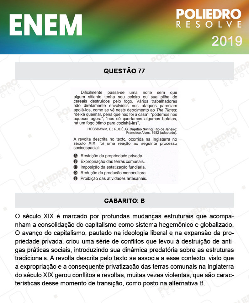 Questão 77 - 1º DIA - PROVA BRANCA - ENEM 2019