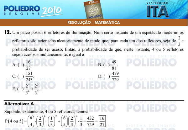 Questão 12 - Matemática - ITA 2010