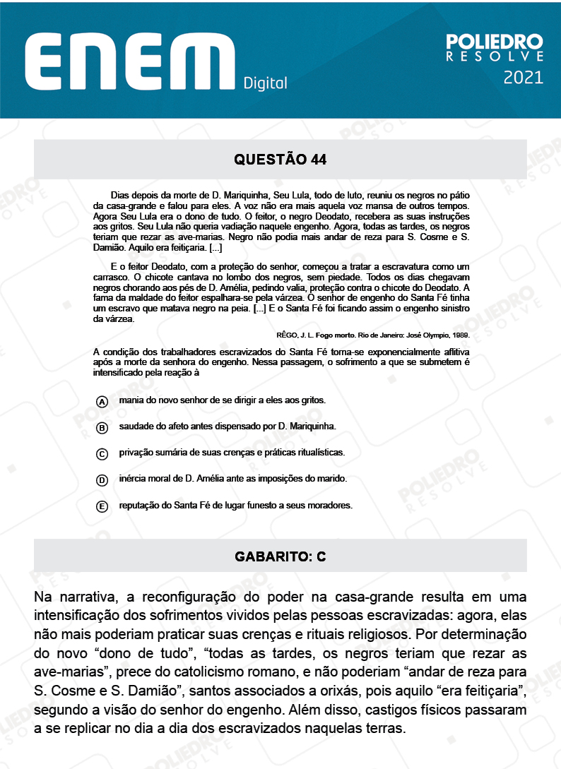 Questão 44 - 1º Dia - Prova Azul - Inglês - ENEM DIGITAL 2020