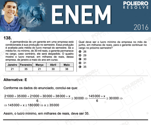 Questão 138 - 2º dia (PROVA CINZA) - ENEM 2016