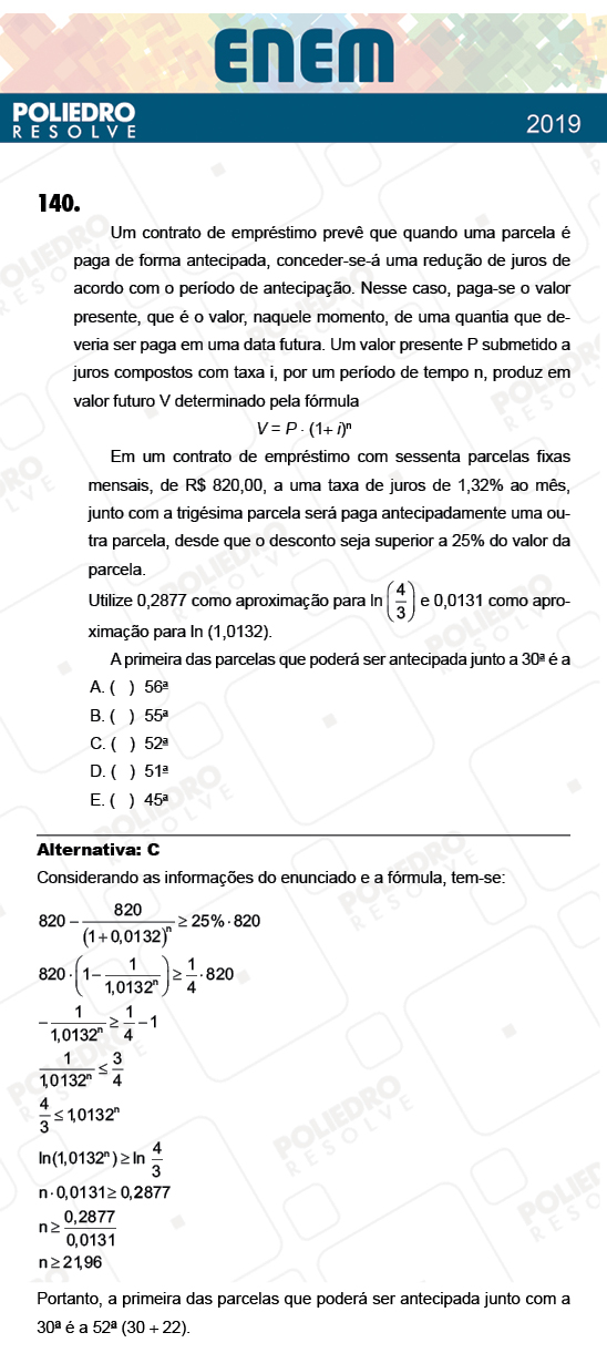 Questão 140 - 2º Dia - Prova CINZA - ENEM 2018