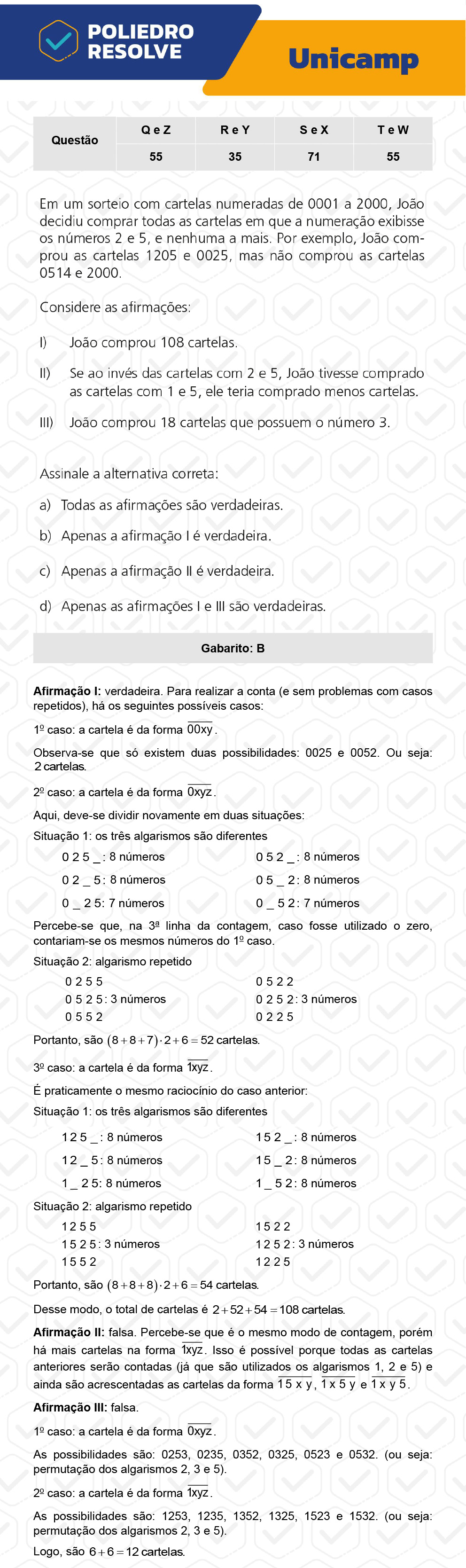 Questão 55 - 1ª Fase - 1º Dia - T e W - UNICAMP 2023