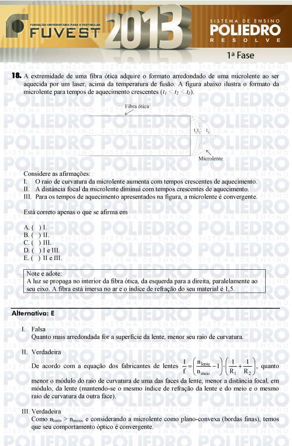Questão 18 - 1ª Fase - FUVEST 2013