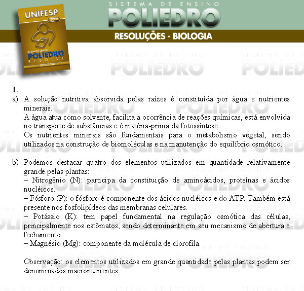 Dissertação 1 - Conhecimentos Específicos - UNIFESP 2008