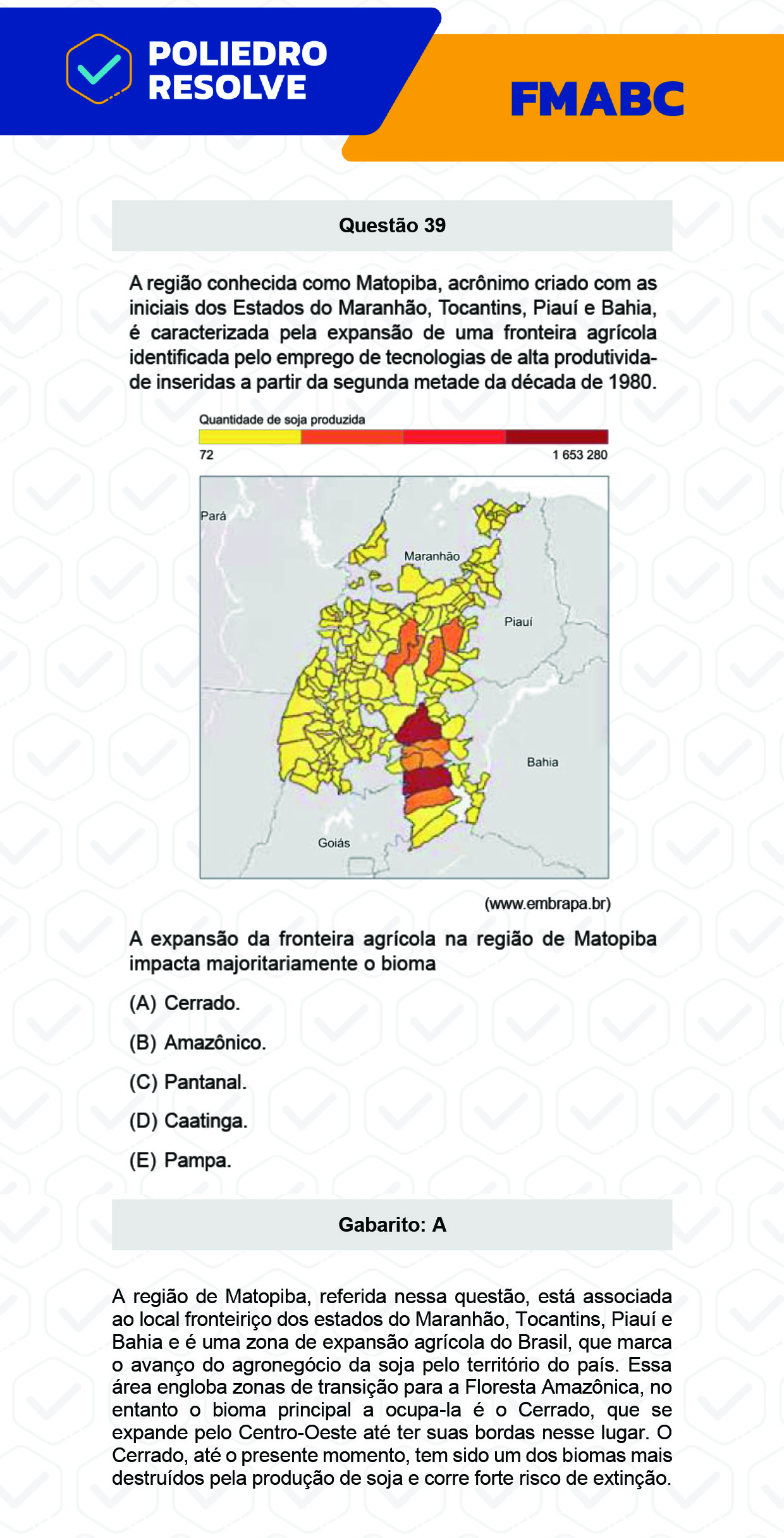 Questão 39 - Fase única - FMABC 2023