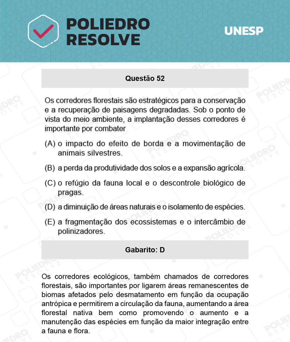 Questão 52 - 1ª Fase - Biológicas - UNESP 2022