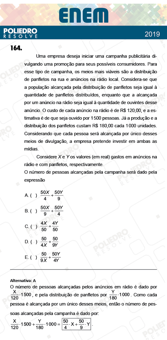 Questão 164 - 2º Dia - Prova ROSA - ENEM 2018