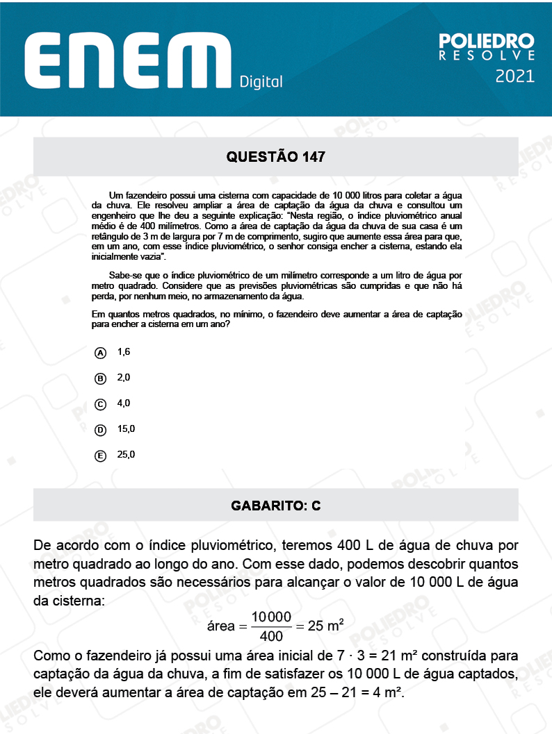 Questão 147 - 2º Dia - Prova Amarela - ENEM DIGITAL 2020