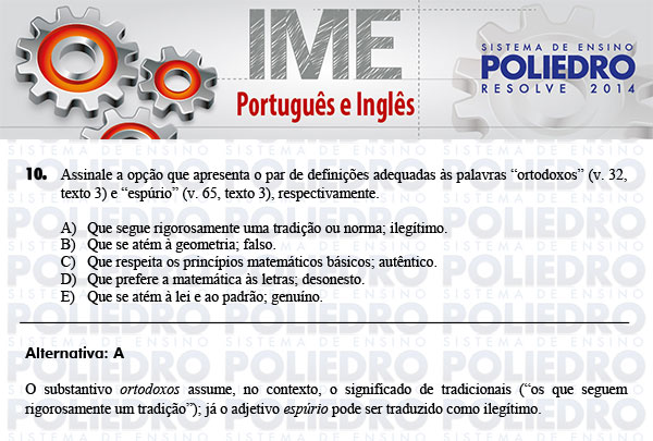 Questão 10 - Português e Inglês - IME 2014