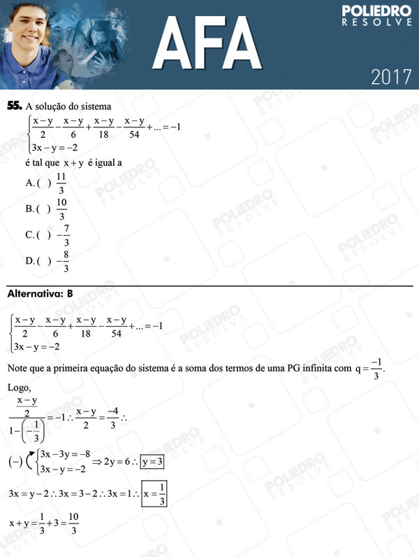 Questão 55 - Prova Modelo B - AFA 2017