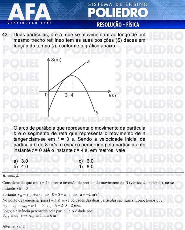 Questão 43 - Prova Modelo A - AFA 2013